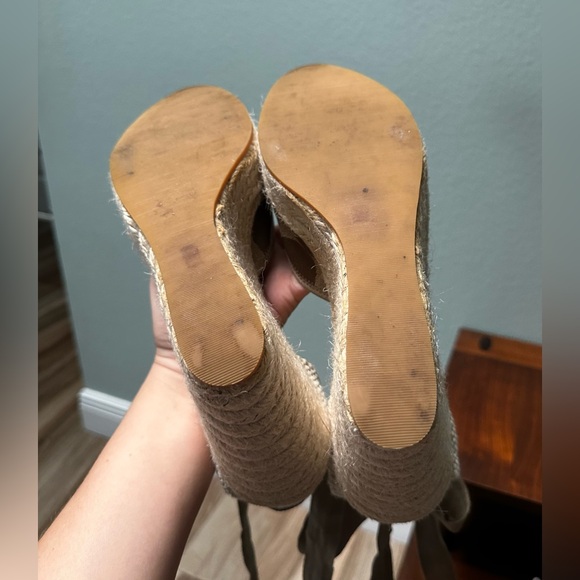 Coach Kellie Logo Ribbon Tie Espadrilles Closed Toe Wedges Sandals Raffia Shoes - Picture 5 of 16